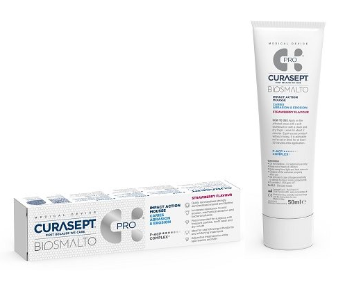 Curasept Biosmalto Mousse pěna abraze a eroze jahoda 50 ml