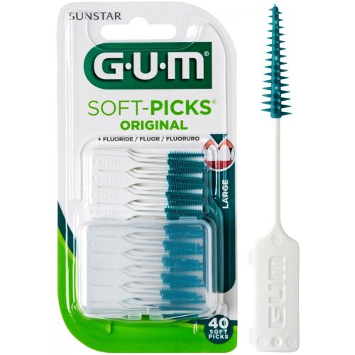 GUM Soft-Picks 40 fluoridovaných mezizubních kartáčků ISO 2 s cestovním pouzdrem
