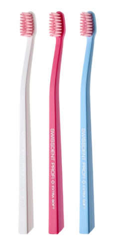 Swissdent Gentle zubní kartáček x-soft 2+1 KLOSTERS (bílá,růžová,světle modrá)
