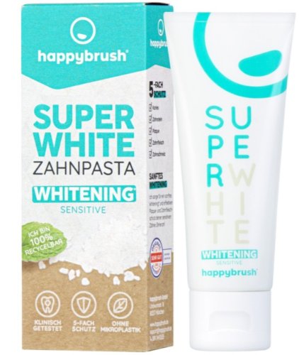 Happy brush super white sensitive bělící zubní pasta 75 ml