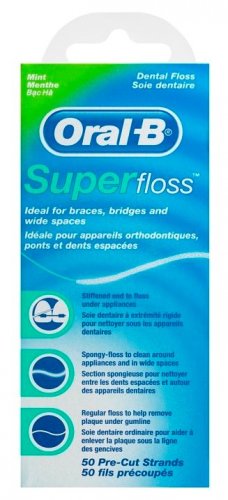 Oral-B Superfloss zubní nit pro můstky, rovnátka, široké mezery,  50 ks