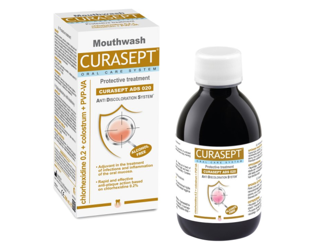 Curasept ADS Protective ústní voda s CHX 0,2%, colostrum PVP-VA 200 ml