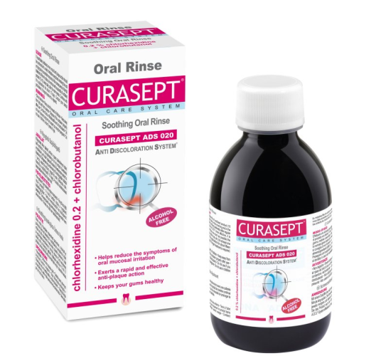 Curasept ADS Soothing ústní voda s CHX 0,2%, chlorobutanol 200 ml