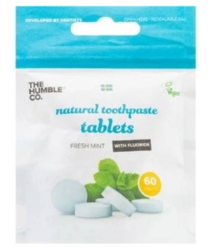 The Humble čistící tablety na zuby s fluoridem (máta), 60ks