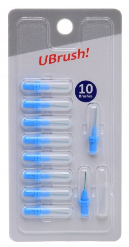 Herbadent UBrush! 0,5 mm modrý - náhradní mezizubní kartáčky 10 ks