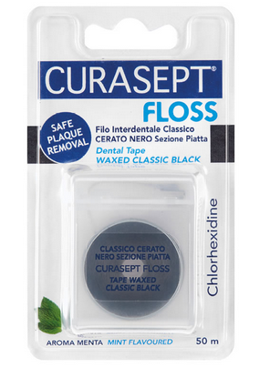 Curasept černá dentální páska s chx mint 50 m