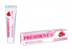 PresiDENT Baby dětská zubní pasta, příchuť malina, do 3 roků, bez fluoridů